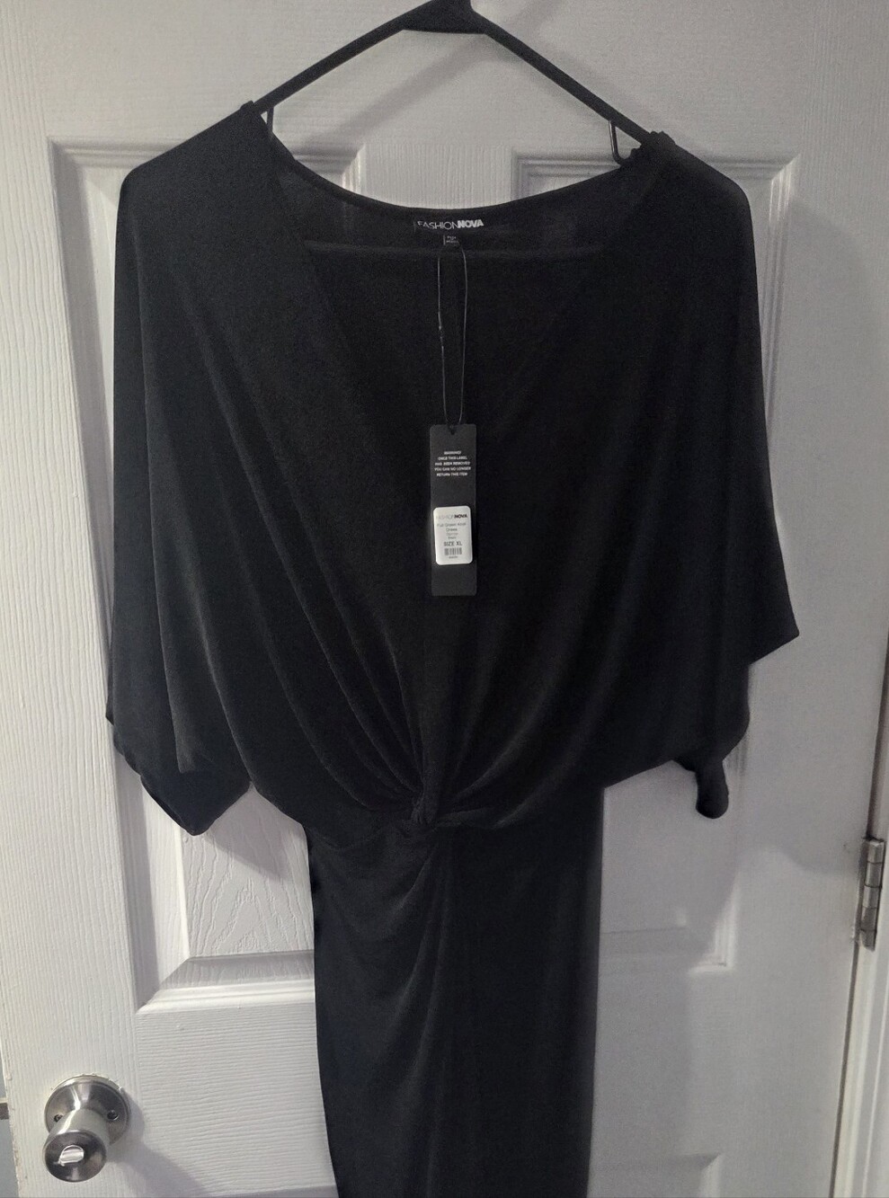 Fashion Nova Black Twist-Knot Maxi Dress
